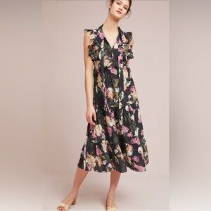 Kachel Cilia X Anthropologie Ruffled MIDI Dress Sz 10